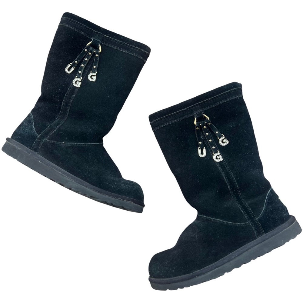 Y2K Vintage Uggs Charms Bling Genuine Suede Fur Lined Boots